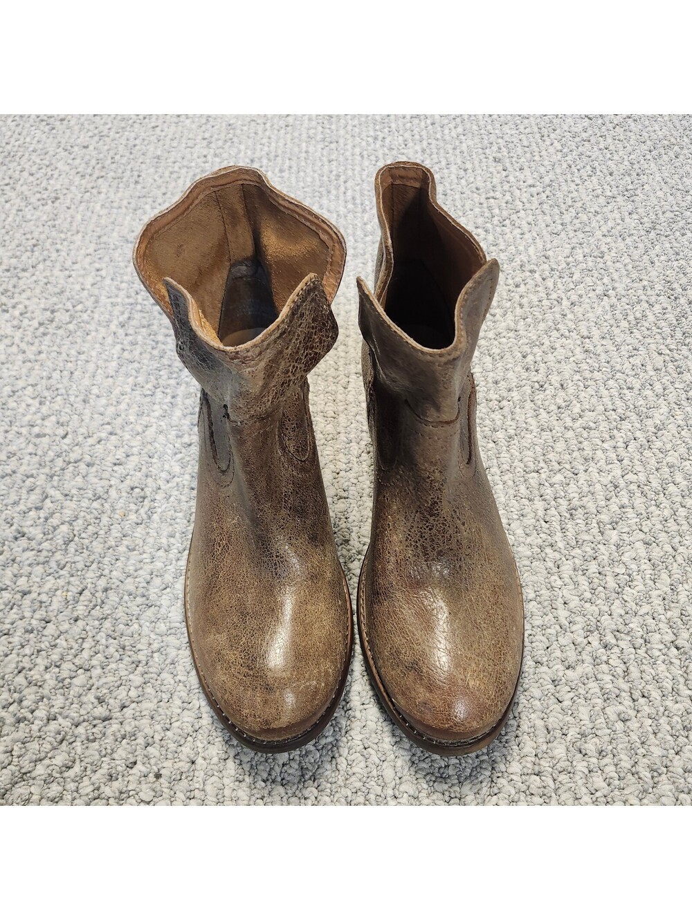 Diba Brown Leather Ankle Boots with Low Block Heel Size 8 - Picture 2 of 7